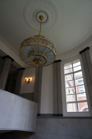 Light fixture on stairs to the Ministry of Justice Museum