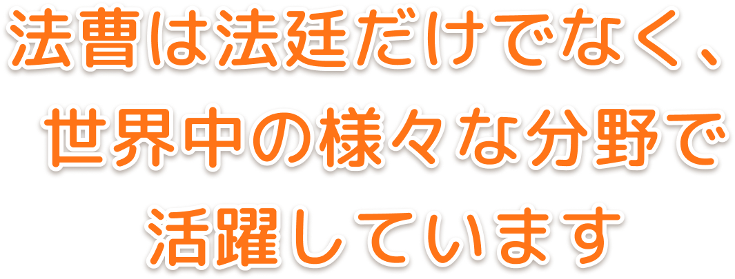 法曹は法廷だけでなく、世界中の様々な分野で活躍しています
