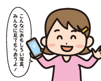Ａ子「こんなにおもしろい写真，みんなに見てもらおうよ！」