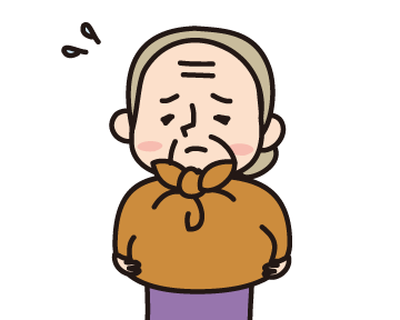 重そうな荷物を持つ高齢者（Ｂ子）が歩いている