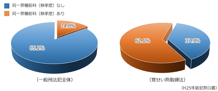 同一罪種前科（検挙歴）の有無のグラフ