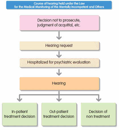 Course of hearing held under the Law for the Medical Monitoring of the Mentally Incompetent and Others