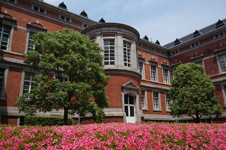 Photograph from outside the spiral staircase of the Red Brick Building