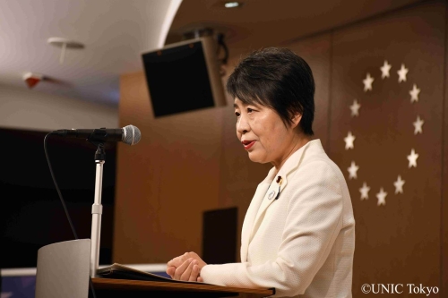 上川法務大臣が，「国内外の女性と女児に対する暴力撤廃に関するハイレベル・セミナー」に出席しました。（６月１９日）