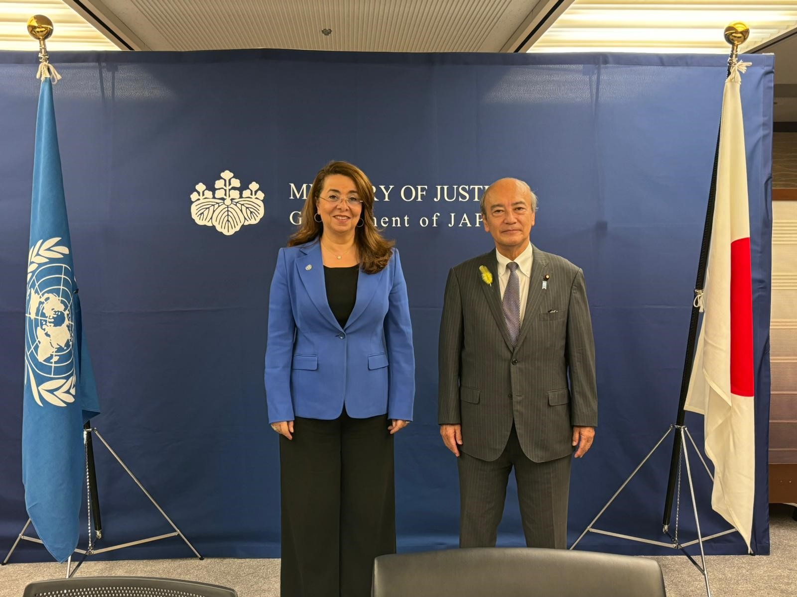 July 16, 2024 Courtesy Visit to the Minister of Justice by Ms. Ghada Fathi Waly Executive Director of the United Nations Office on Drugs and Crime.