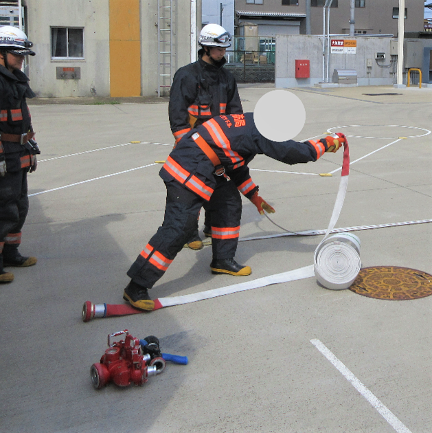写真：放水訓練も体験