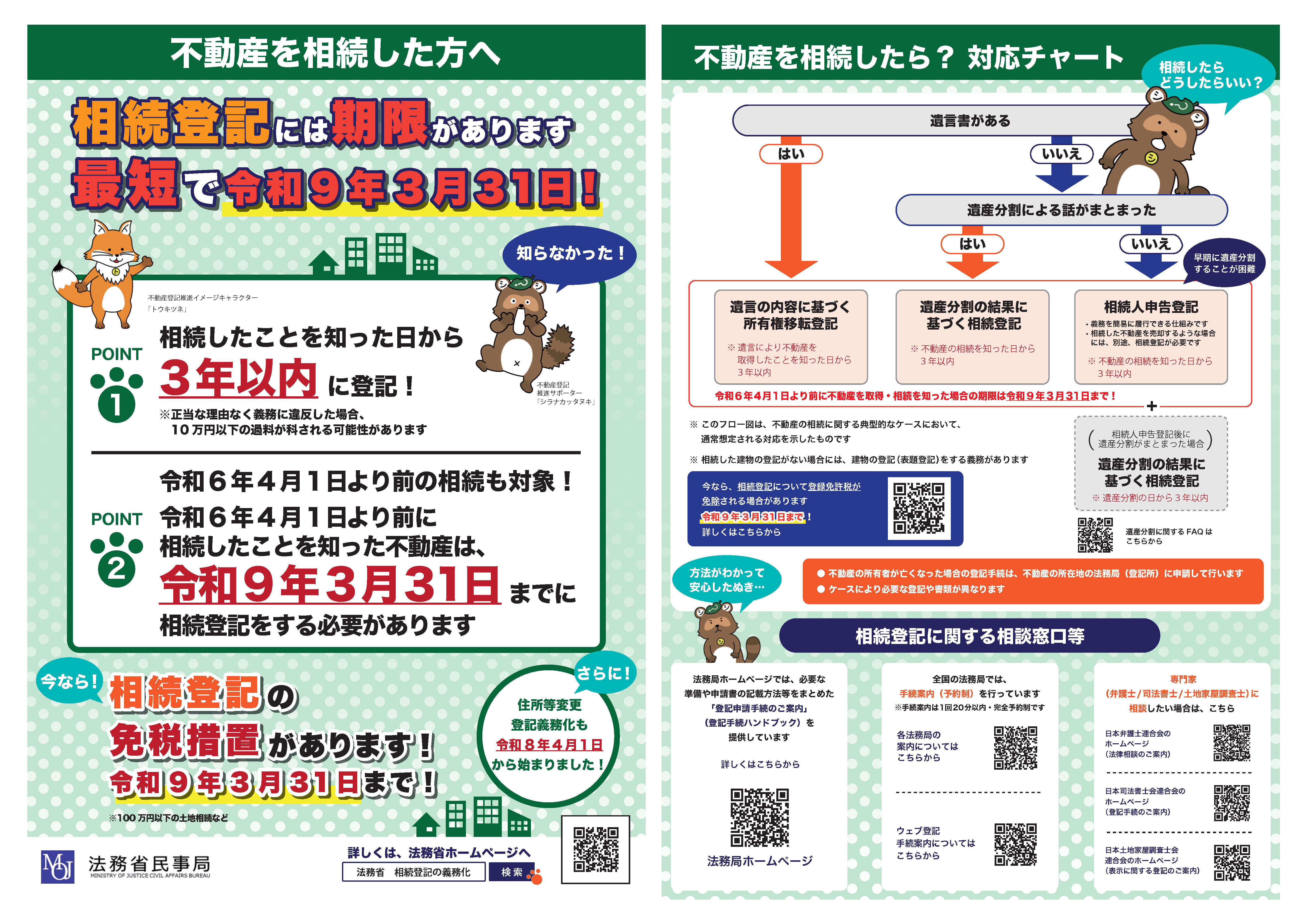 相続登記には期限があります。最短で令和9年3月31日!