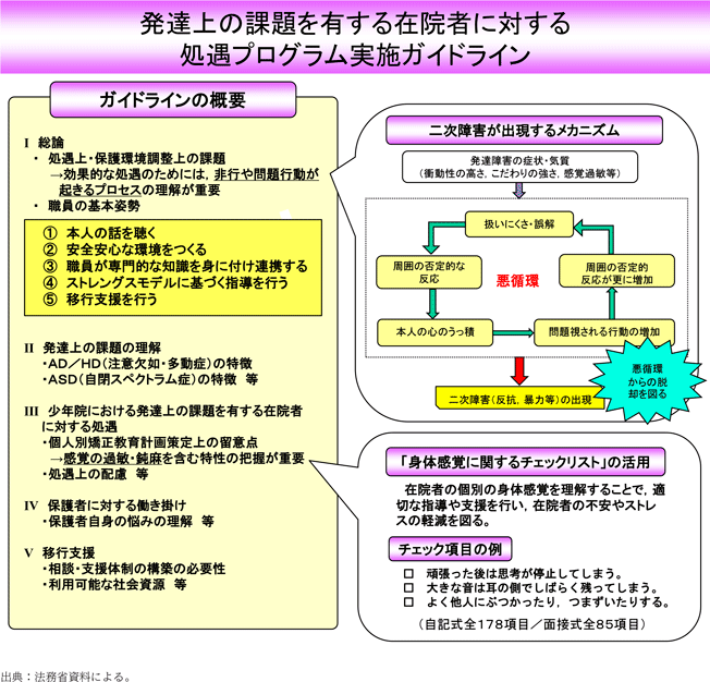 資5-82-1 発達上の課題を有する在院者に対する処遇プログラム実施ガイドラインの概要