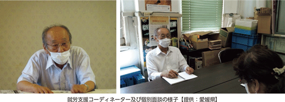 就労支援コーディネーター及び個別面談の様子【提供:愛媛県】