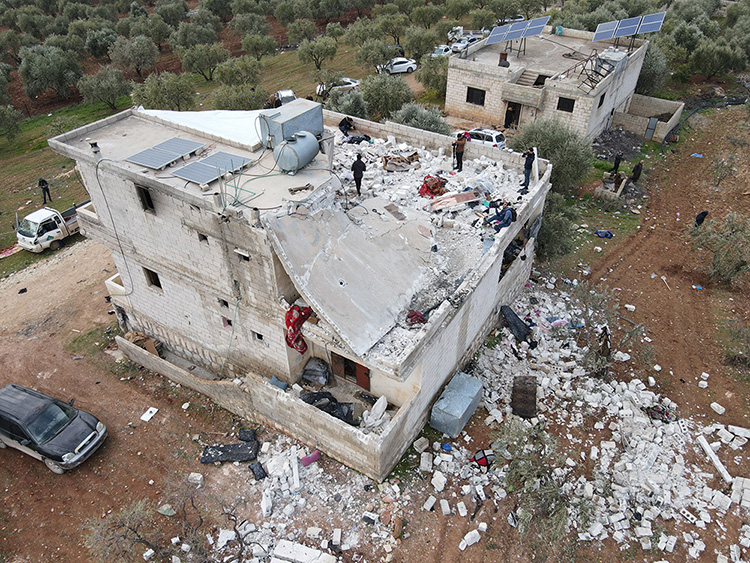 アブ・イブラヒムが自爆したとされる建物（写真提供：UPI/アフロ）